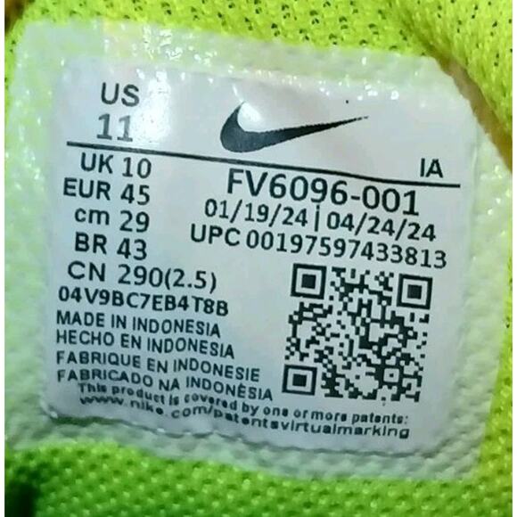 New Size 11 Nike Alpha Huarache Elite 4 Low MCS Baseball Black/Lime FV6096-001 - Picture 7 of 9